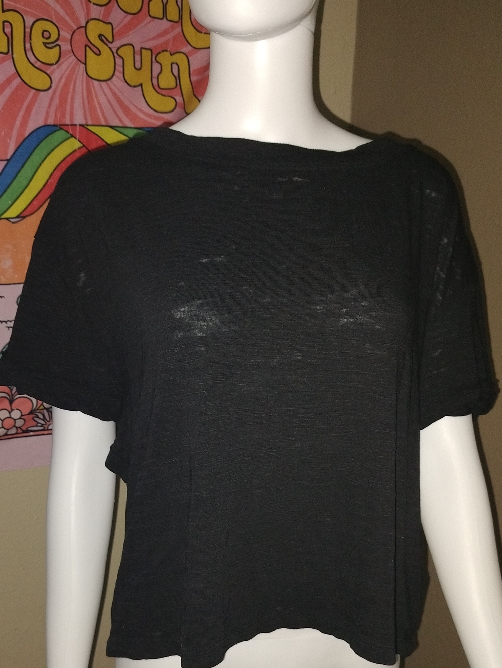 We The Free Black Cut-Out Oversized Short Sleeve Tee Sz XS